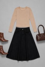 Curva ART.3870 | FALDA 3/4 NEGRO CINTURA ELASTICA