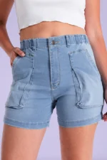 ART.3366 | SHORT CELESTE CON CINTURA ELASTICA - Imagen 3