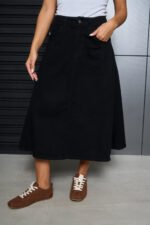 ART.3870 | POLLERA 3/4 NEGRO CINTURA ELASTICA - Imagen 3