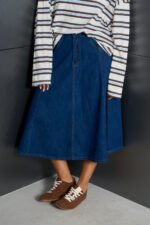 ART.3872 | POLLERA 3/4 AZUL CINTURA ELASTICA - Imagen 3