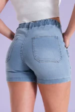 ART.3366 | SHORT CELESTE CON CINTURA ELASTICA - Imagen 4