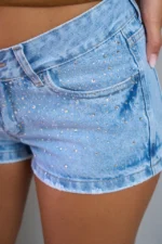 ART.3735 | SHORT CELESTE CON STRASS - Imagen 3