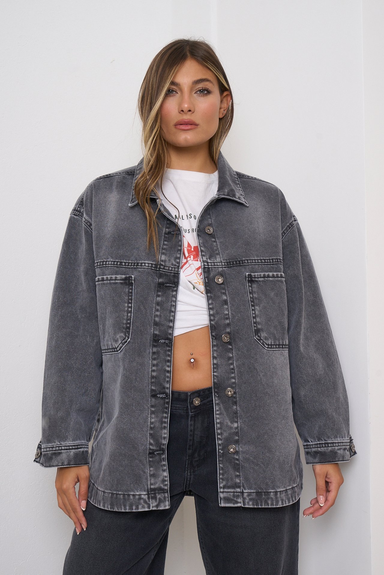 1 ART.163 | CAMISACO OVERSIZE GRIS - Imagen 1