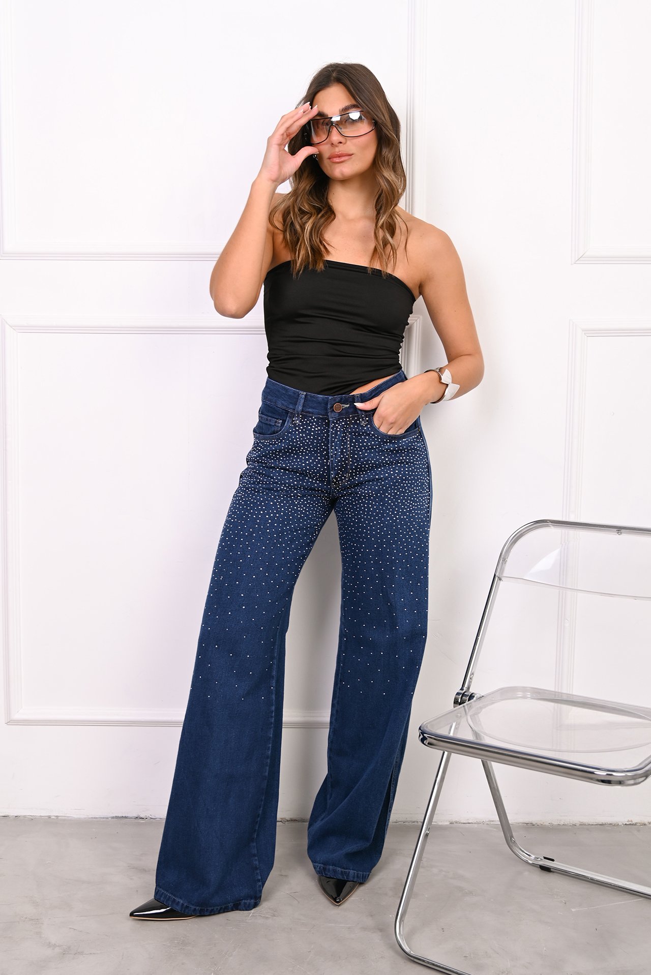 1 ART.3893 | WIDE LEG CON STRASS - Imagen 1