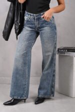 ART.3882 | WIDE LEG OXIDO CON STRASS MARRON - Imagen 3