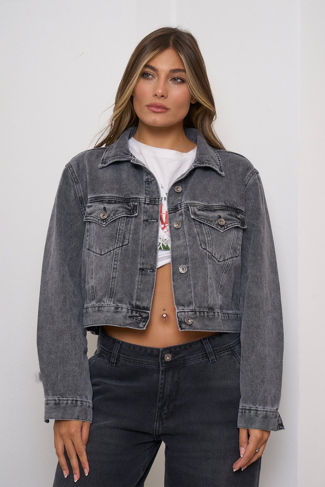 1 ART.160 | CAMPERA CROP GRIS NEVADO - Imagen 1