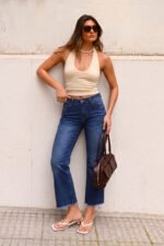 ART.3946 | FLARE CROP AZUL ELASTIZADO