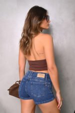 ART.3950 | SHORT AZUL CINTURA ANCHA ELASTIZADO - Imagen 2